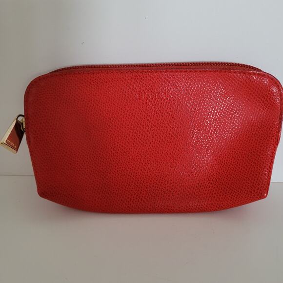 Furla 2 Piece Set Cases Red Leather Cosmetic Bags Pouch Small Good Condition - Picture 7 of 14